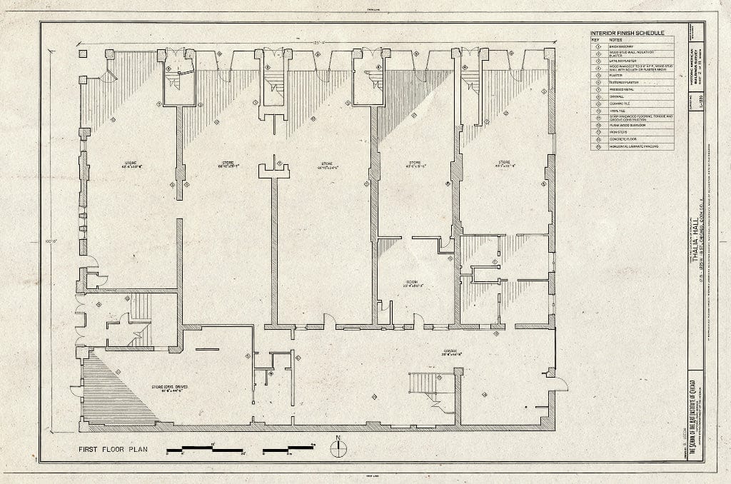 Blueprint First Floor Plan - Thalia Hall, 1215-1225 West Eighteenth Street, Chicago, Cook County, IL