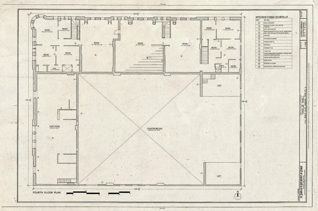 Blueprint Fourth Floor Plan - Thalia Hall, 1215-1225 West Eighteenth Street, Chicago, Cook County, IL