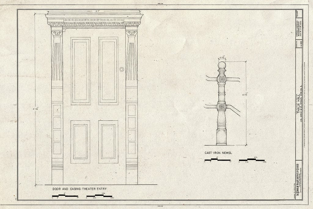 Blueprint Door & Casing, Theater Entry - Thalia Hall, 1215-1225 West Eighteenth Street, Chicago, Cook County, IL