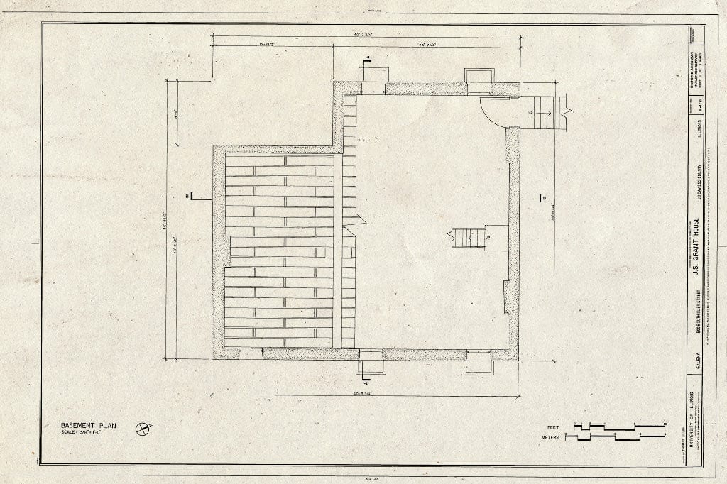 Blueprint Basement Plan - U.S. Grant House, Bouthillier & Fourth Street, Galena, Jo Daviess County, IL