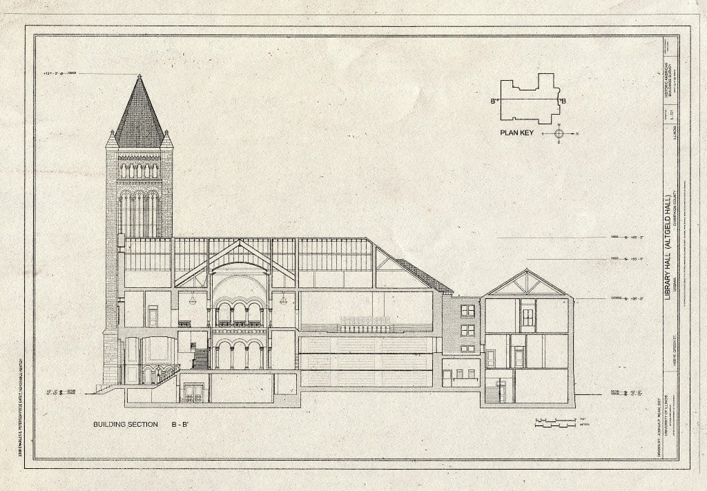 Blueprint Building Section - Library Hall, 1409 West Green Street, Urbana, Champaign County, IL