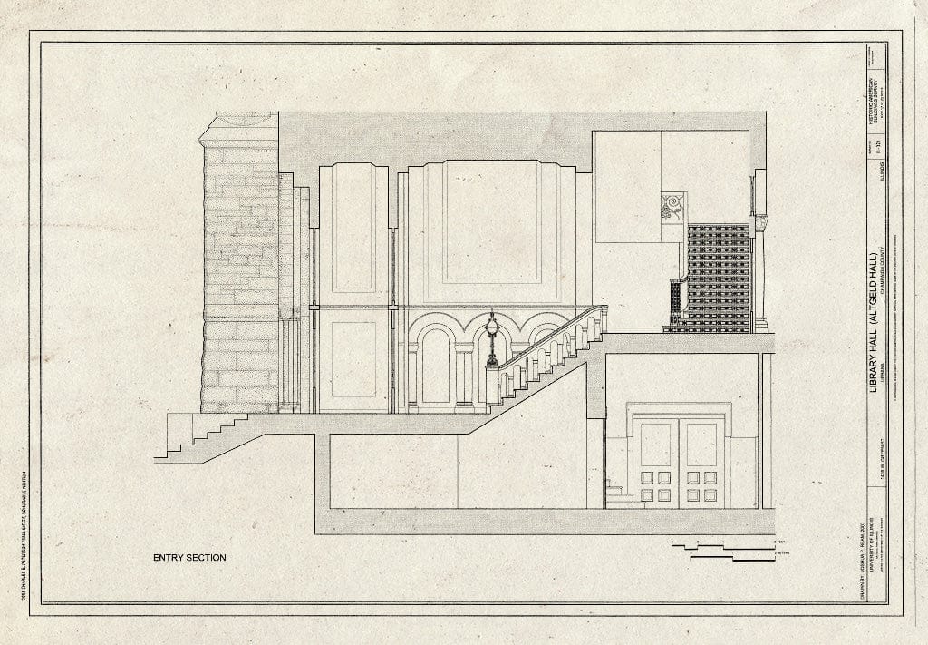 Blueprint Entry Section - Library Hall, 1409 West Green Street, Urbana, Champaign County, IL