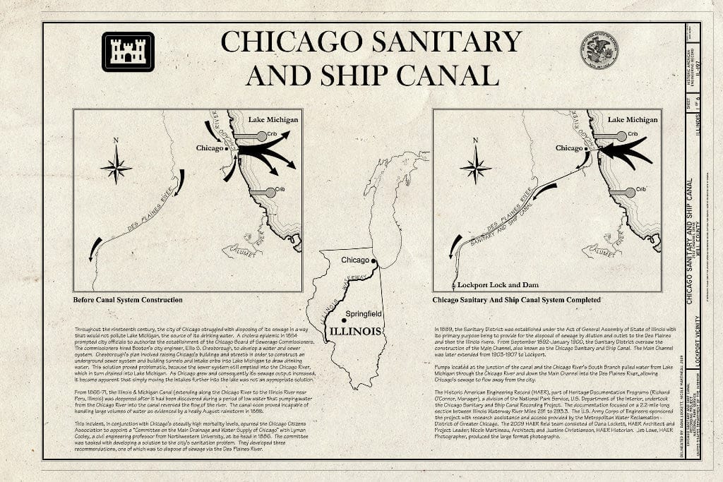 Blueprint Chicago Sanitary and Ship Canal, Title Page - Chicago Sanitary and Ship Canal, Extends 33.9 Miles from Chicago to Lockport, Chicago, Cook County, IL