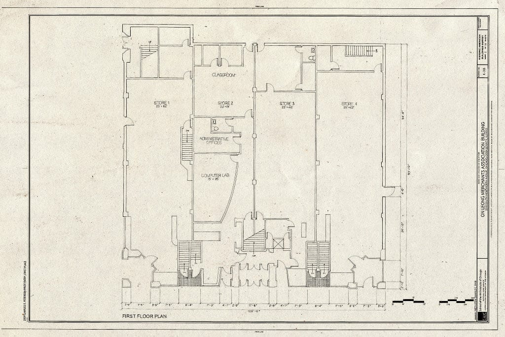 Blueprint First Floor Plan - On Leong Merchants Association, 2216 South Wentworth Avenue, Chicago, Cook County, IL