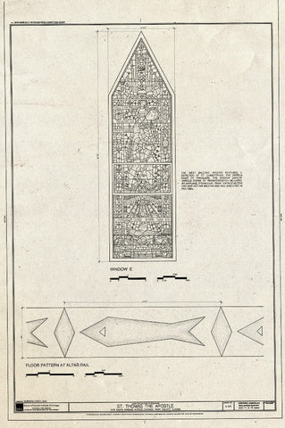 Blueprint Window E and Floor Pattern at Altar Rail - St. Thomas The Apostle Church, 5472 South Kimbark Avenue, Chicago, Cook County, IL