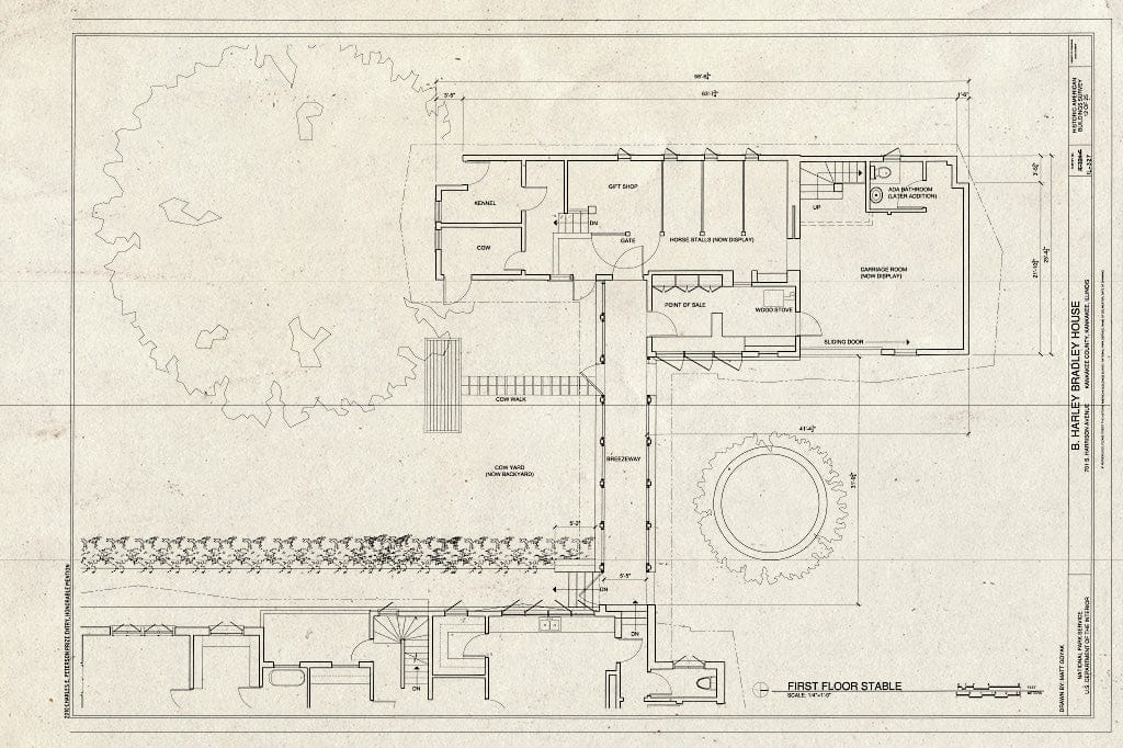 Blueprint First Floor Stable - B. Harley Bradley House, 701 South Harrison Avenue, Kankakee, Kankakee County, IL