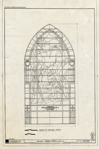 Blueprint Window - Mount of The Holy Cross - Second Presbyterian Church, 1936 South Michigan Avenue, Chicago, Cook County, IL