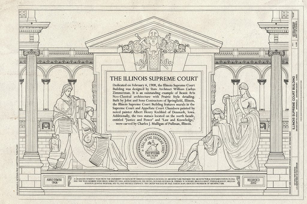 Blueprint Cover Sheet - Illinois Supreme Court Building, 200 East Capitol Avenue, Springfield, Sangamon County, IL