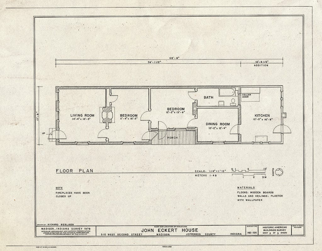 Blueprint Floor Plan - John Eckert House, 510 West Second Street, Madison, Jefferson County, in