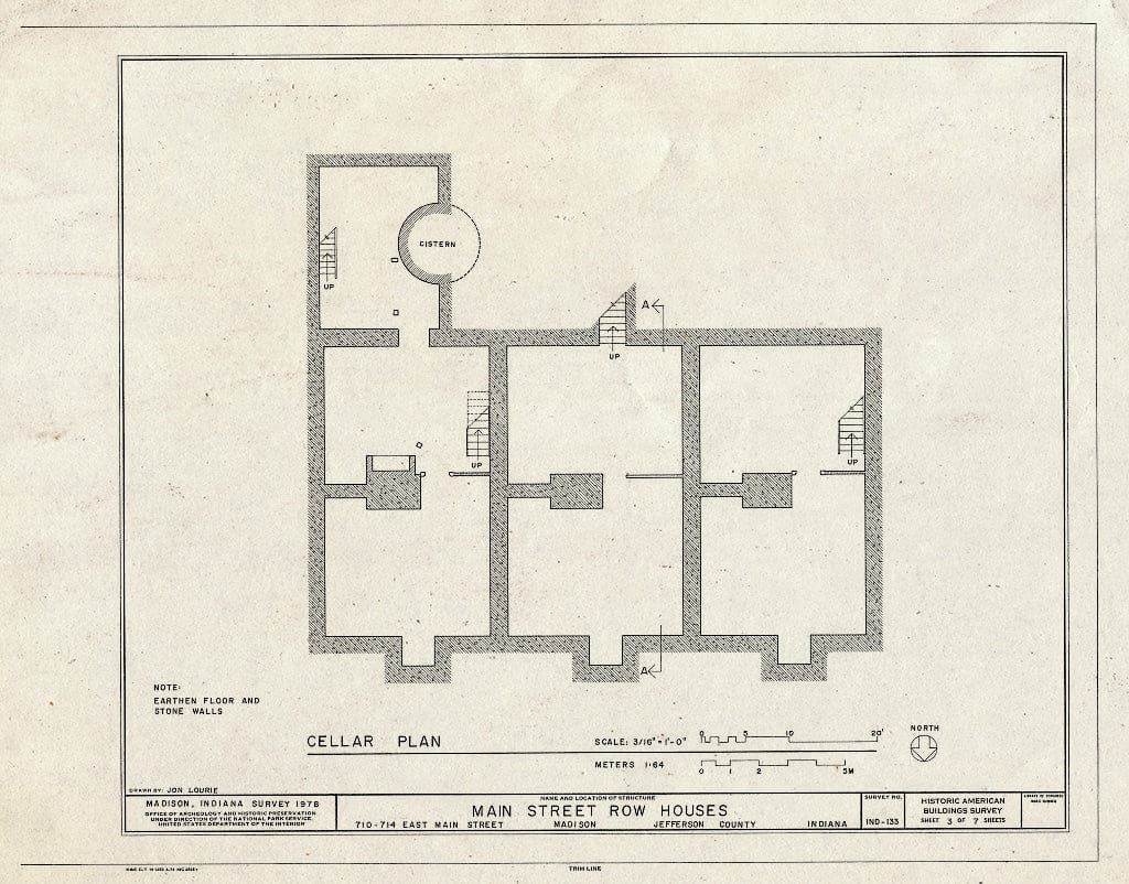 Blueprint Cellar Plan - 710-714 East Main Street (Row Houses), Madison, Jefferson County, in