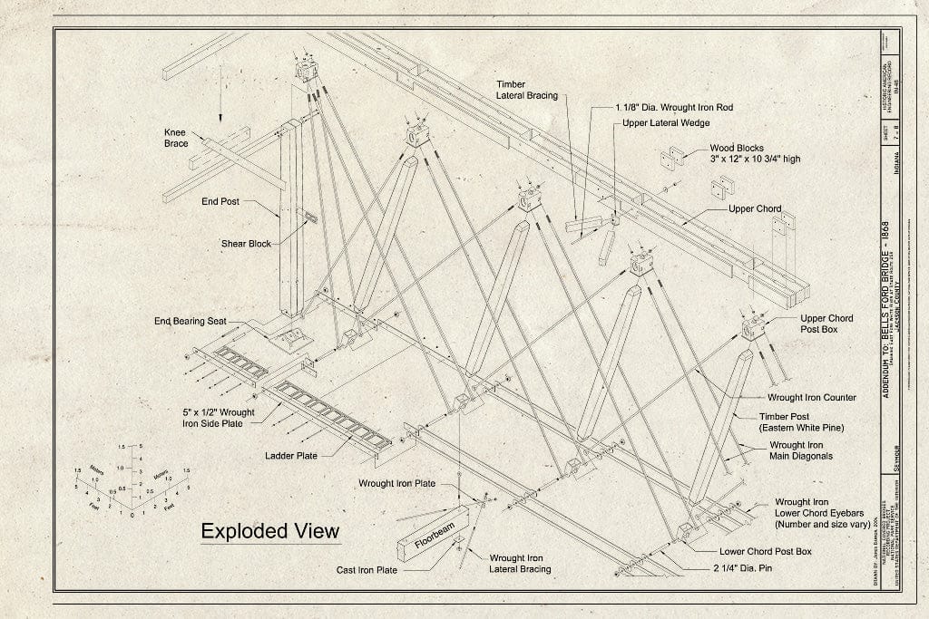 Blueprint Exploded View - Bells Ford Bridge, Spanning East Fork White River at State Route 258, Seymour, Jackson County, in