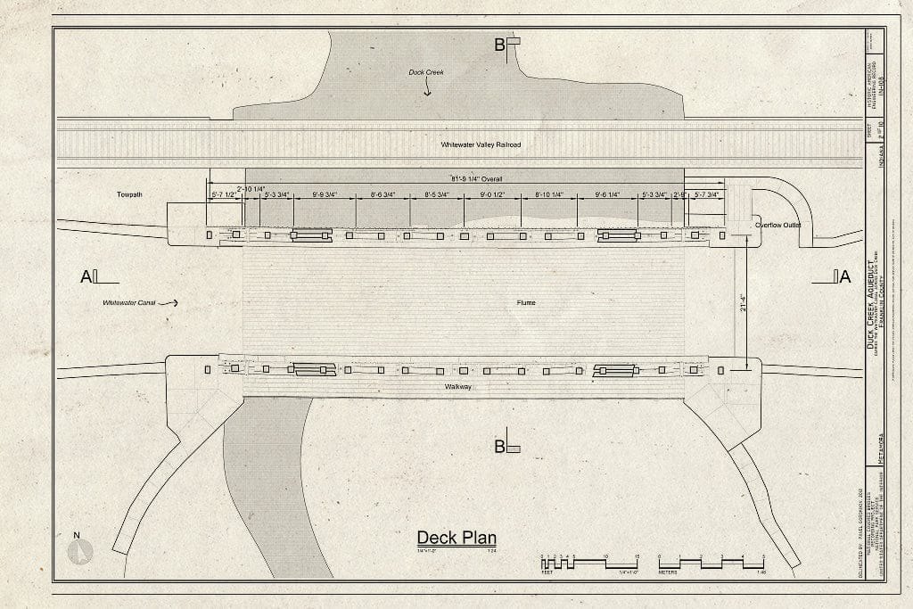 Blueprint Deck Plan - Duck Creek Aqueduct, Spanning Duck Creek at Whitewater Canal, Metamora, Franklin County, in