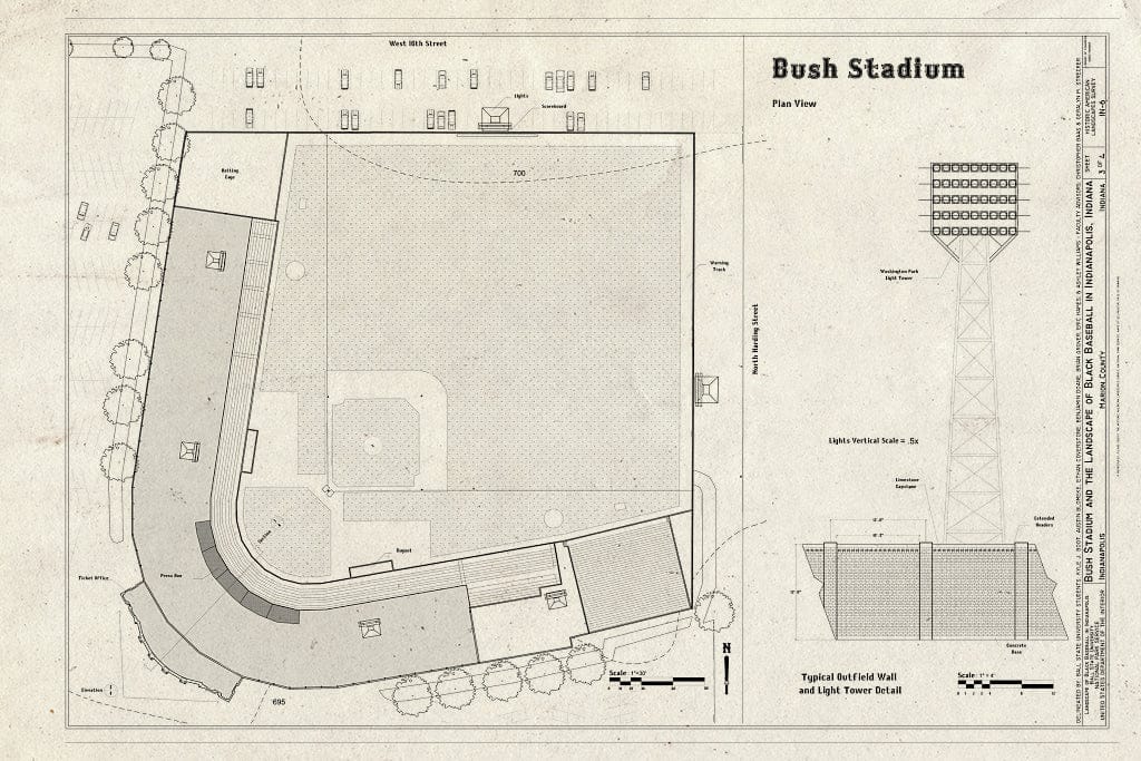 Blueprint Bush Stadium - Bush Stadium and The Landscape of Black Baseball in Indianapolis, Indiana - Bush Stadium, 1501 West 16th Street, Indianapolis, Marion County, in