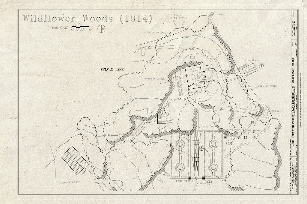 Blueprint 1914 Landscape Plan - Wildflower Woods, 1205 Pleasant Point, Rome City, Noble County, in