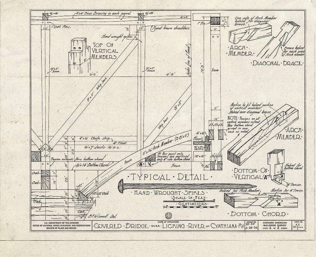 Blueprint Details - Covered Bridge, Spanning South Fork of Licking River, Cynthiana, Harrison County, KY