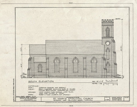 Blueprint HABS LA,63-WEY,1- (Sheet 5 of 10) - St. Mary's Episcopal Church, Near LA Highway 66, Weyanoke, West Feliciana Parish, LA