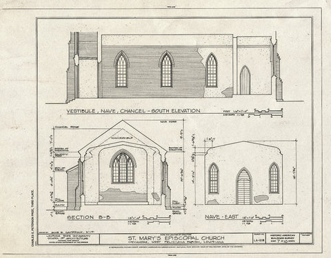 Blueprint HABS LA,63-WEY,1- (Sheet 7 of 10) - St. Mary's Episcopal Church, Near LA Highway 66, Weyanoke, West Feliciana Parish, LA