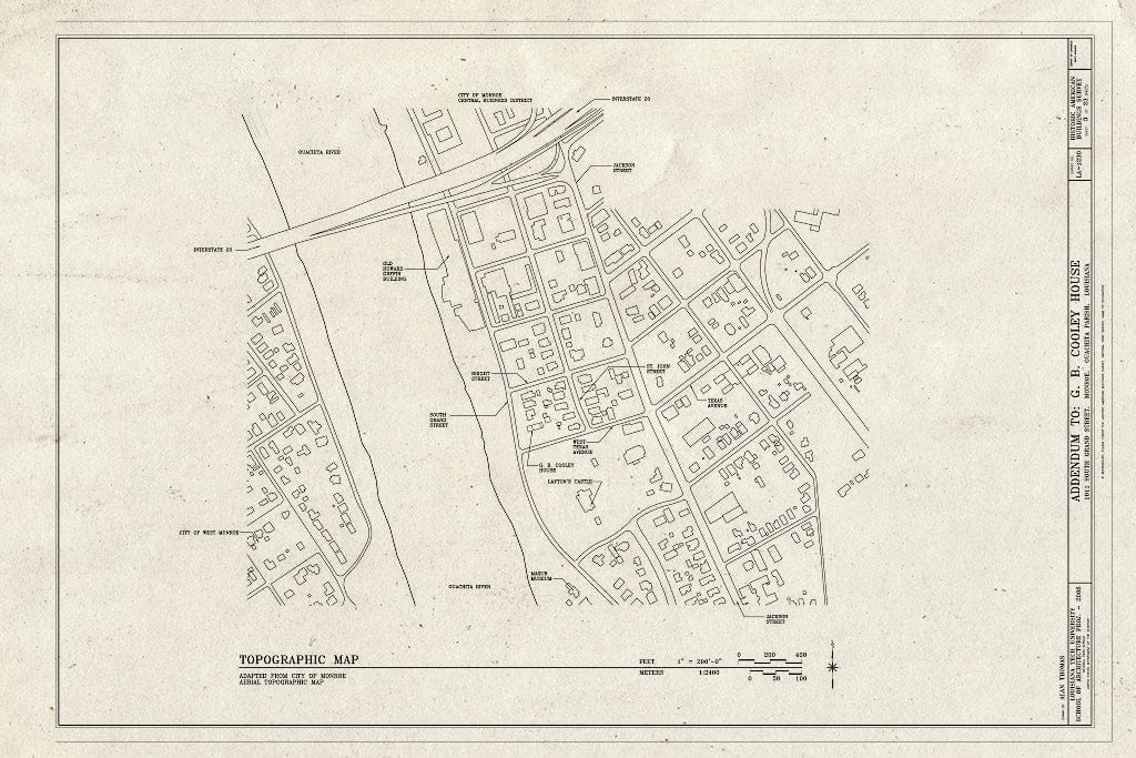 Blueprint Topographic Map - G. B. Cooley House, 1011 South Grand Street, Monroe, Ouachita Parish, LA