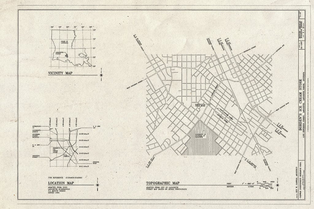 Blueprint Map - Borden's Ice Cream Store, 1103 Jefferson Street, Lafayette, Lafayette Parish, LA