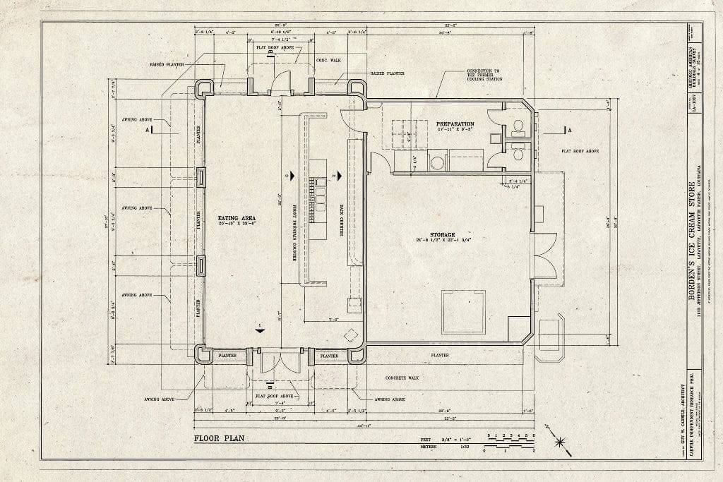 Blueprint Floor Plan - Borden's Ice Cream Store, 1103 Jefferson Street, Lafayette, Lafayette Parish, LA