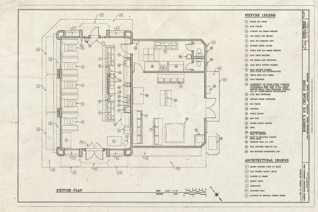 Blueprint Fixture Plan - Borden's Ice Cream Store, 1103 Jefferson Street, Lafayette, Lafayette Parish, LA