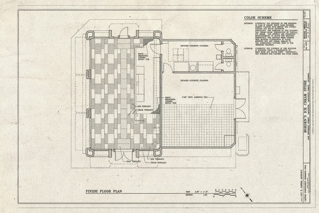 Blueprint Finish Floor Plan - Borden's Ice Cream Store, 1103 Jefferson Street, Lafayette, Lafayette Parish, LA