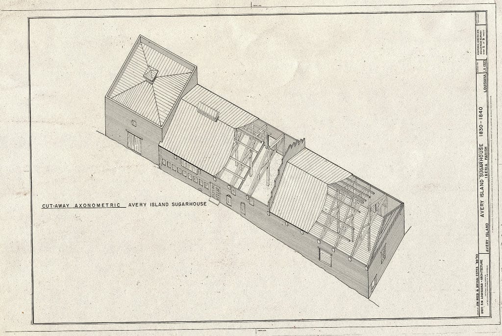 Blueprint Cut-Away Isometric - Avery Island Sugarhouse, Avery Island, Iberia Parish, LA