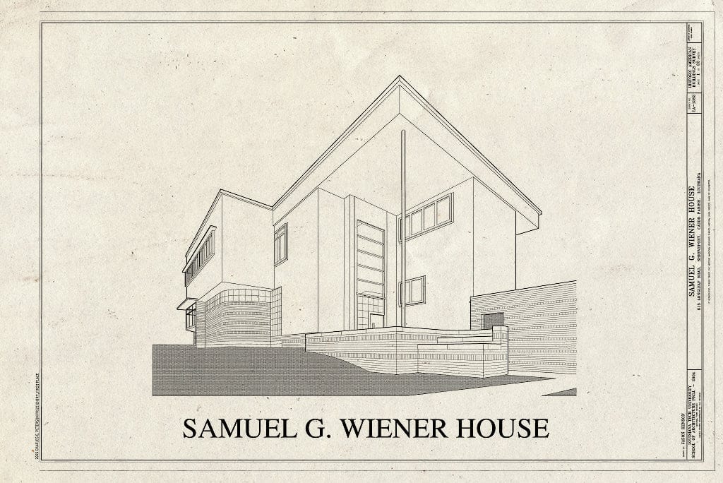 Blueprint Cover Sheet - Samuel G. Wiener House, 615 Longleaf Road, Shreveport, Caddo Parish, LA