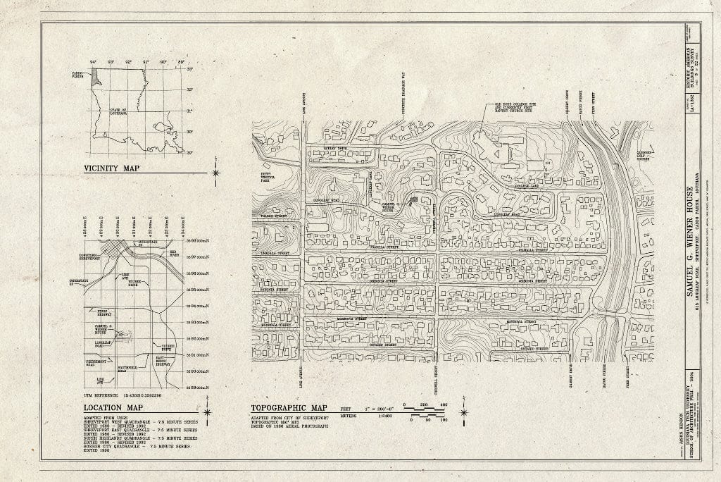 Blueprint Map - Samuel G. Wiener House, 615 Longleaf Road, Shreveport, Caddo Parish, LA