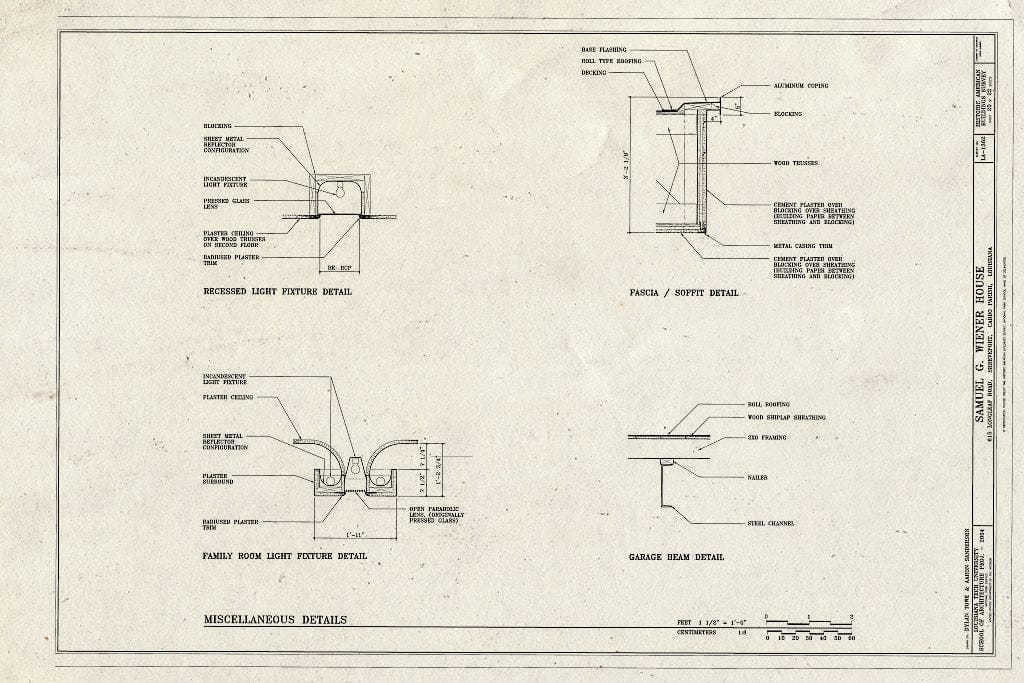 Blueprint Details - Samuel G. Wiener House, 615 Longleaf Road, Shreveport, Caddo Parish, LA