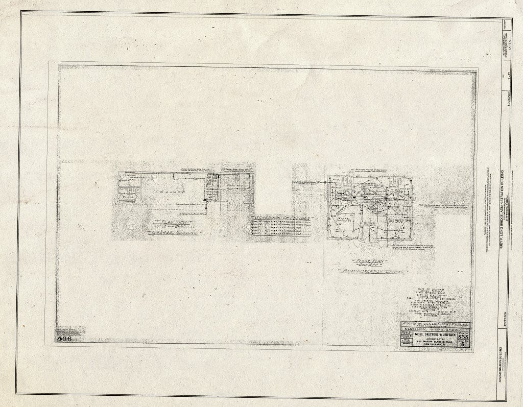 Blueprint Electrical Wiring System - Huey P. Long Bridge, Administration Building, 5100 Jefferson Highway, Jefferson, Jefferson Parish, LA