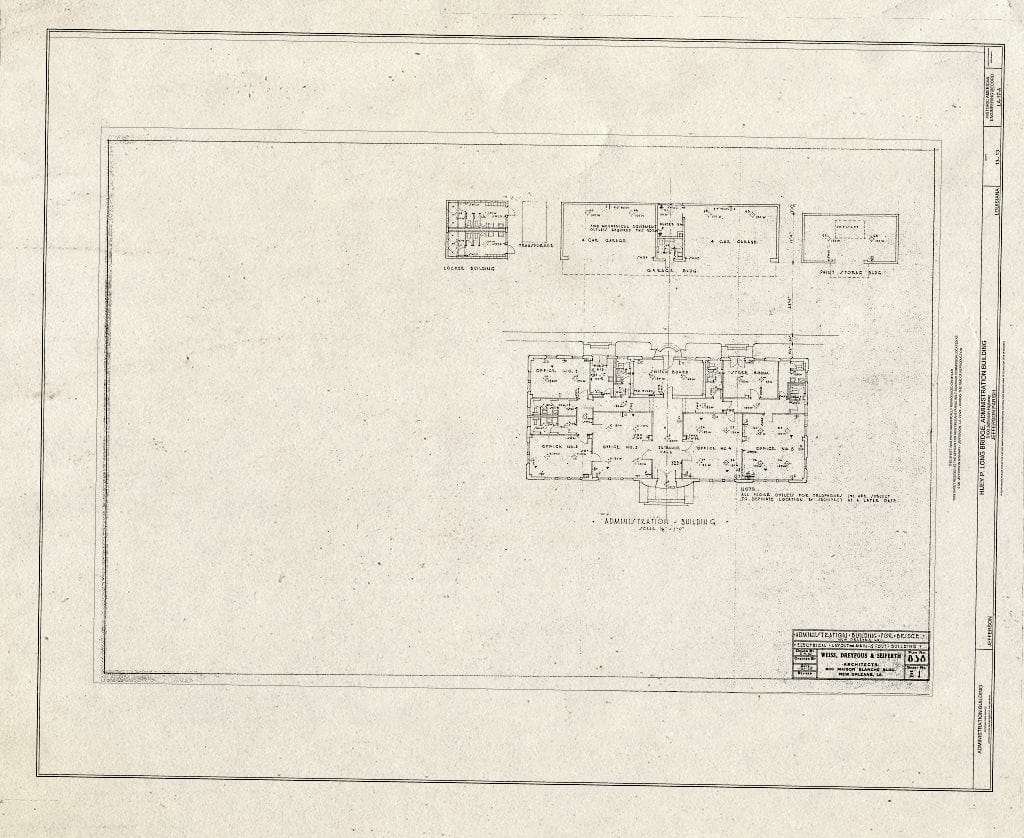 Blueprint Electrical Layout - Main Outbuilding - Huey P. Long Bridge, Administration Building, 5100 Jefferson Highway, Jefferson, Jefferson Parish, LA