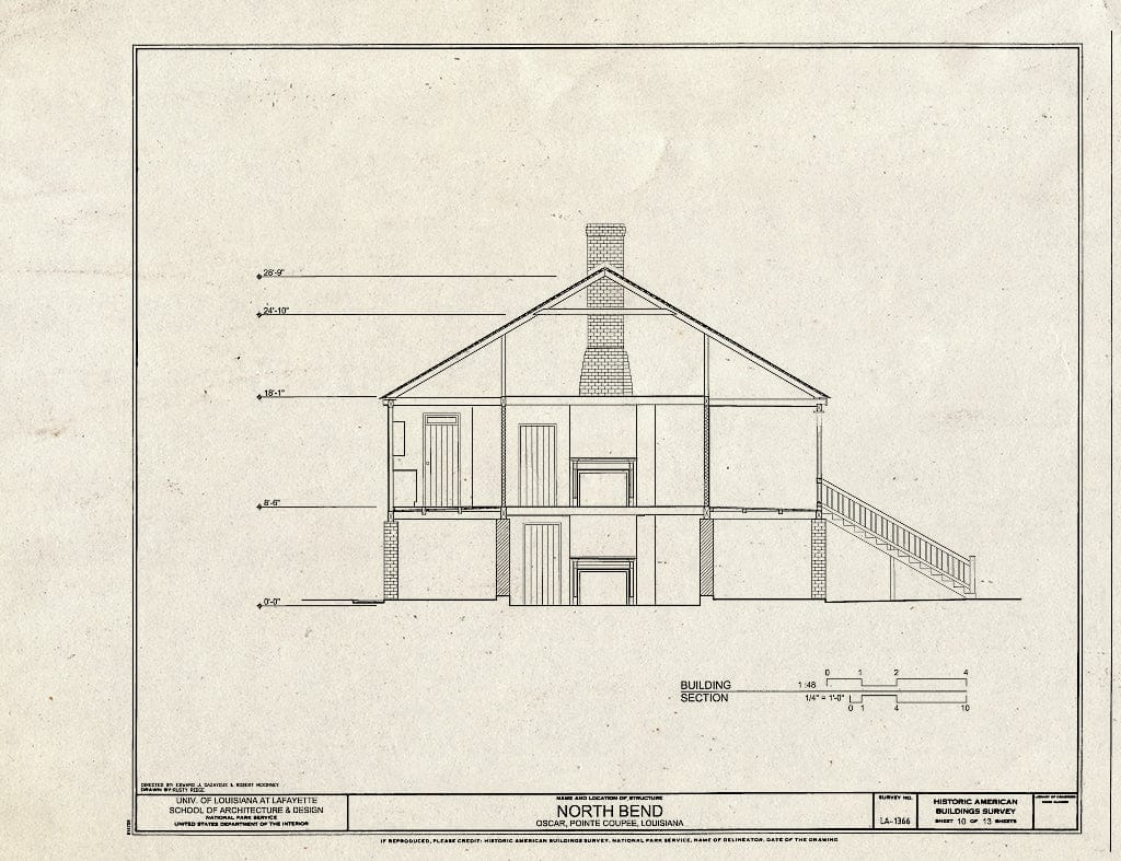 Blueprint Building Section - North Bend Plantation, Oscar, Pointe Coupee Parish, LA