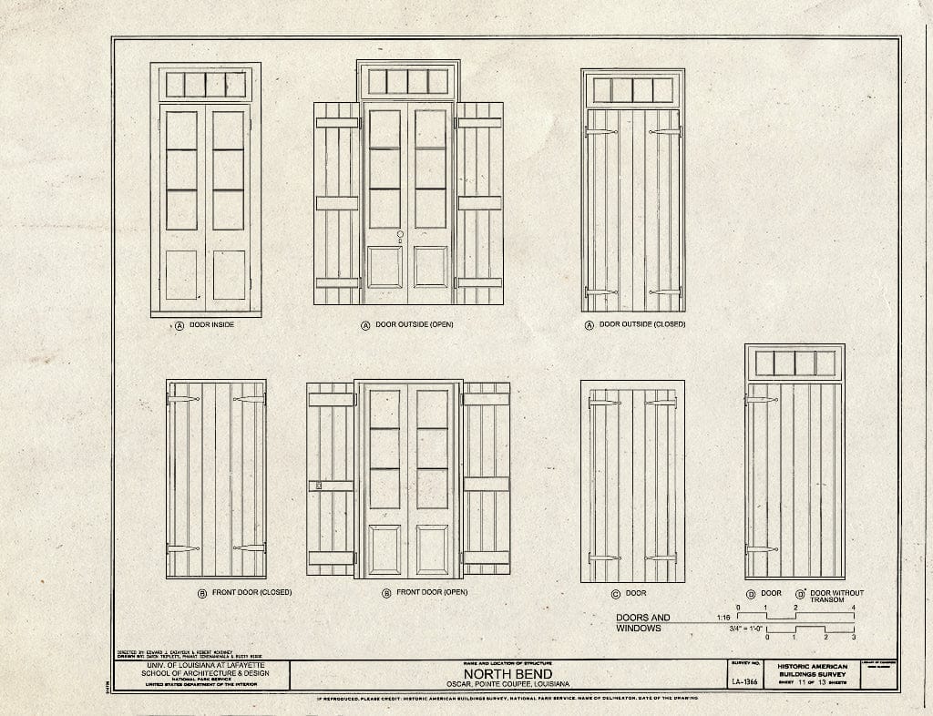 Blueprint Doors - North Bend Plantation, Oscar, Pointe Coupee Parish, LA