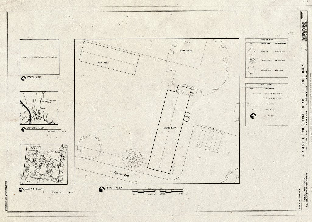 Blueprint Site Plan & maps - Convent of The Sacred Heart, Brick Barn, 1821 Academy Road, Grand Coteau, St. Landry Parish, LA