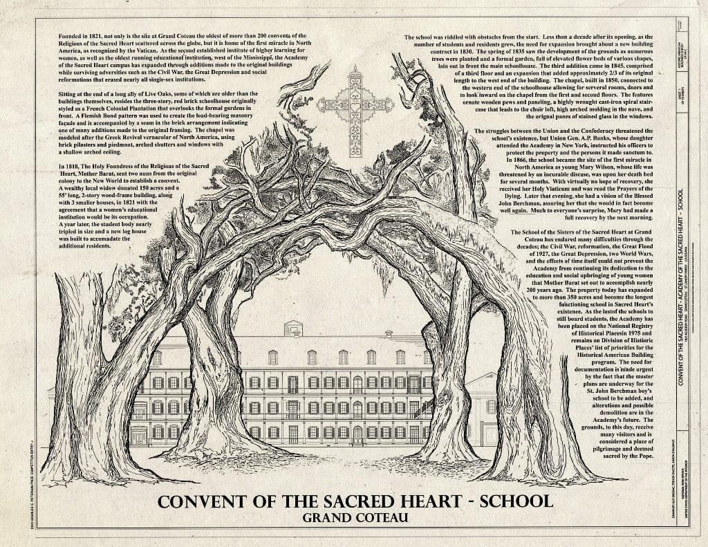 Blueprint Cover Sheet - Convent of The Sacred Heart, School, 1821 Academy Road, Grand Coteau, St. Landry Parish, LA