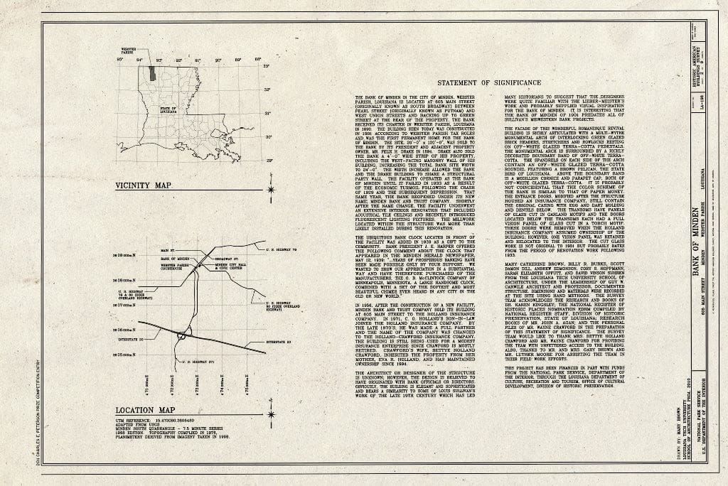 Blueprint Maps - Bank of Minden, 605 Main Street, Minden, Webster Parish, LA