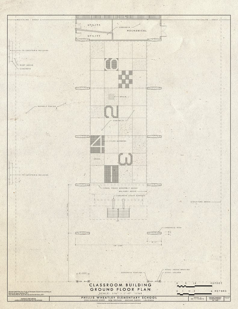 Blueprint Classroom Building Ground Floor Plan - Phillis Wheatley Elementary School, 2300 Dumaine Street, New Orleans, Orleans Parish, LA