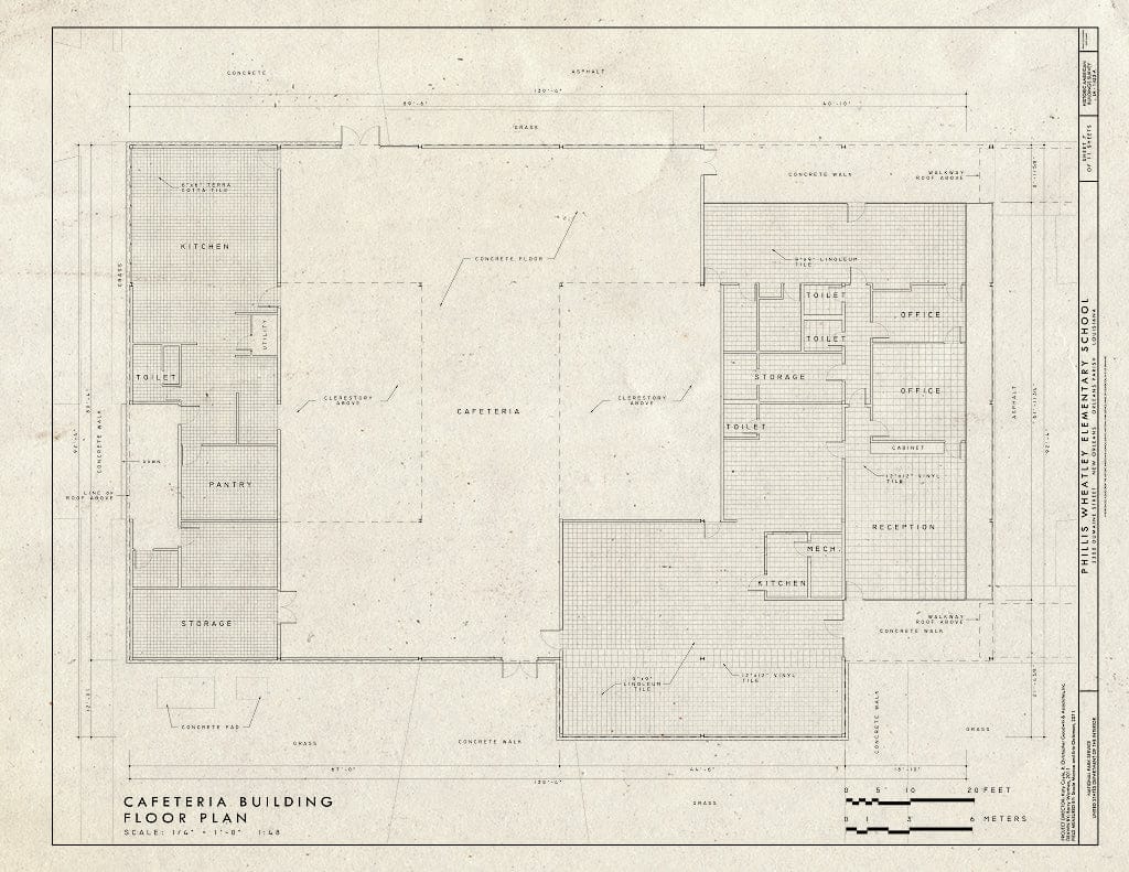 Blueprint Cafeteria Building Floor Plan - Phillis Wheatley Elementary School, 2300 Dumaine Street, New Orleans, Orleans Parish, LA