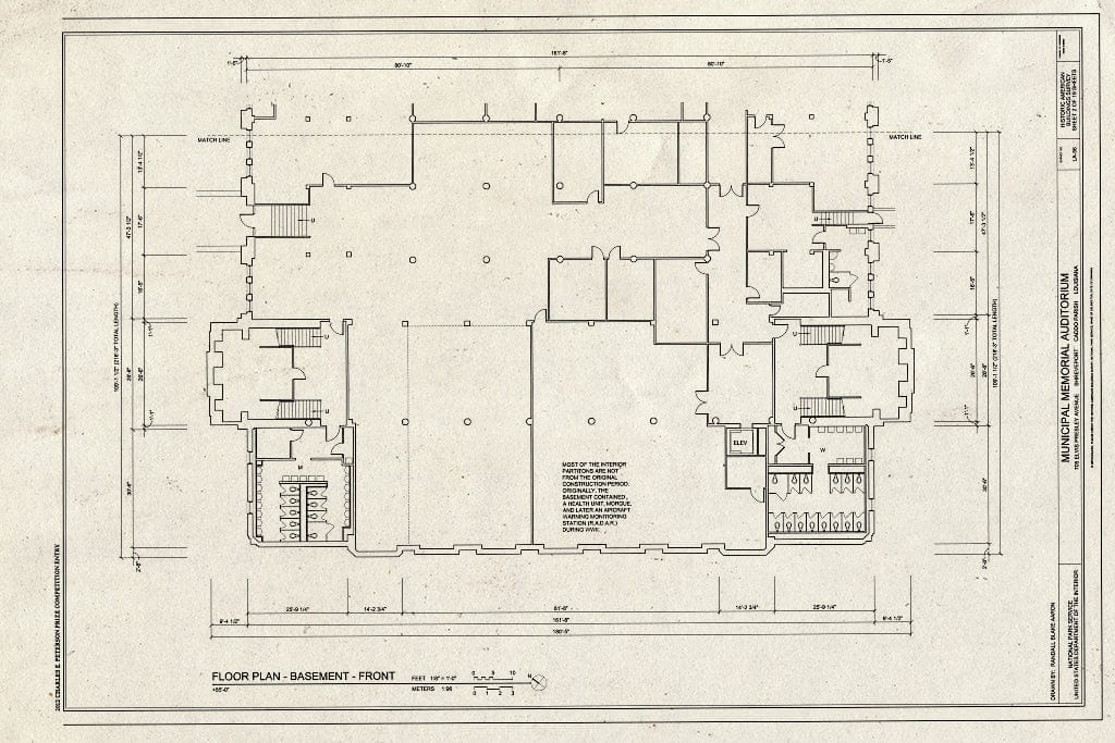 Blueprint Front Basement Floor Plan - Municipal Memorial Auditorium, 705 Elvis Presley Avenue, Shreveport, Caddo Parish, LA