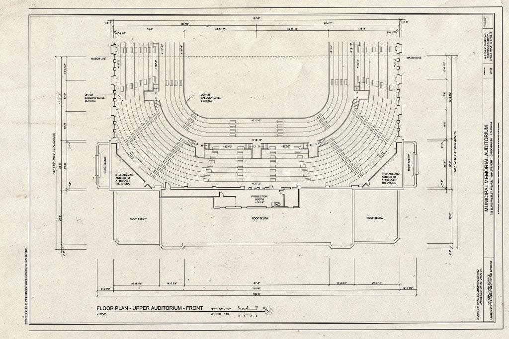 Blueprint Front Upper Auditorium Floor Plan - Municipal Memorial Auditorium, 705 Elvis Presley Avenue, Shreveport, Caddo Parish, LA