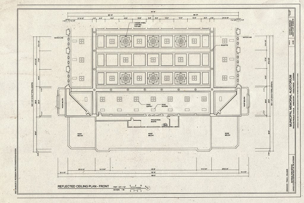 Blueprint Front Reflected Ceiling Plan - Municipal Memorial Auditorium, 705 Elvis Presley Avenue, Shreveport, Caddo Parish, LA