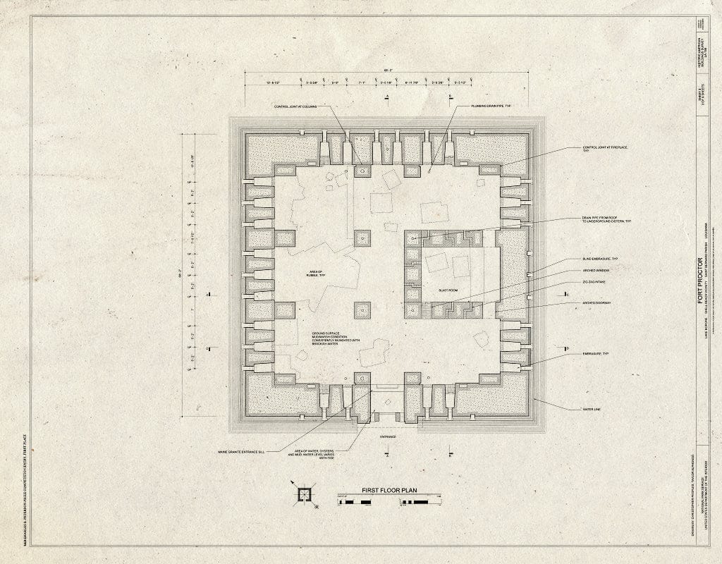 Blueprint First Floor Plan - Fort Proctor, Lake Borgne, Shell Beach, St. Bernard Parish, LA