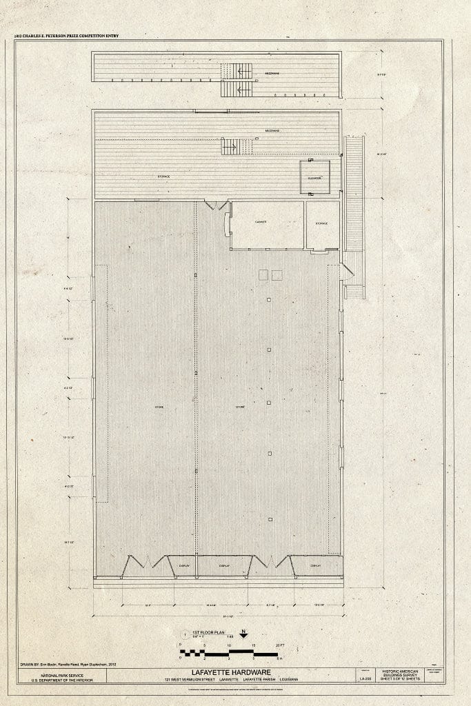 Blueprint First Floor Plan - Lafayette Hardware, 121 West Vermilion Street, Lafayette, Lafayette Parish, LA