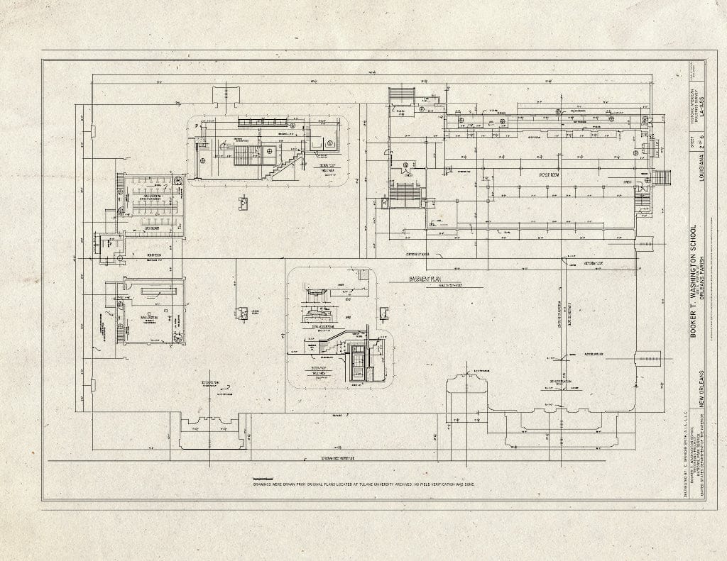 Blueprint Basement Plan - Booker T. Washington High School, 1201 South Roman Street, New Orleans, Orleans Parish, LA