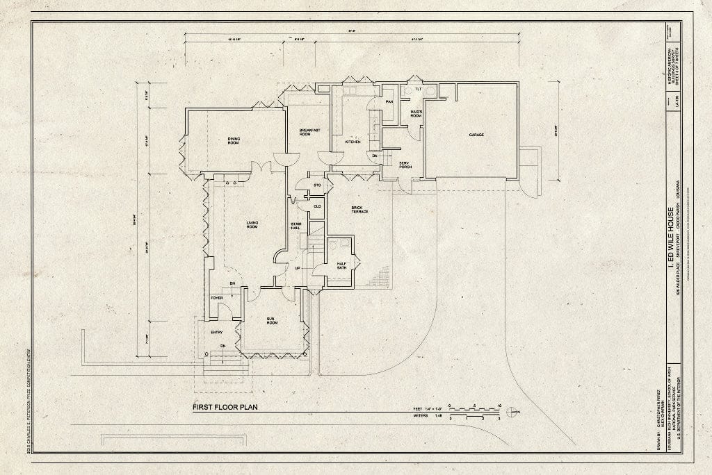 Blueprint First Floor Plan - I. Ed Wile House, 626 Wilder Place, Shreveport, Caddo Parish, LA