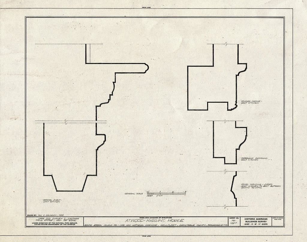 Blueprint 12. Kitchen Details - Atwood-Higgins House, Bound Brook Island Road, Wellfleet, Barnstable County, MA