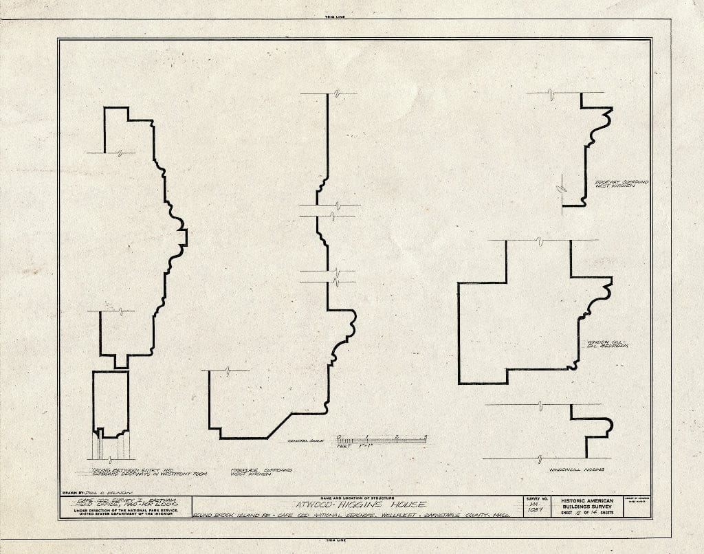 Blueprint 13. Kitchen Details - Atwood-Higgins House, Bound Brook Island Road, Wellfleet, Barnstable County, MA