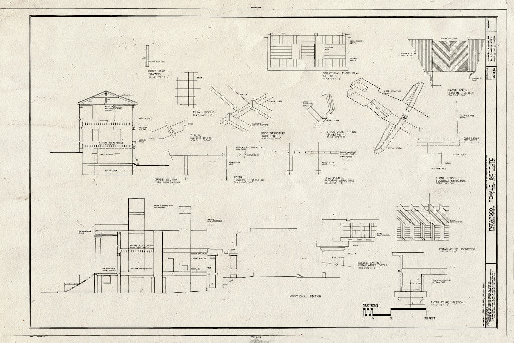 Blueprint Details - Patapsco Female Institute, Church Road, Berg Alnwick, Ellicott City, Howard County, MD