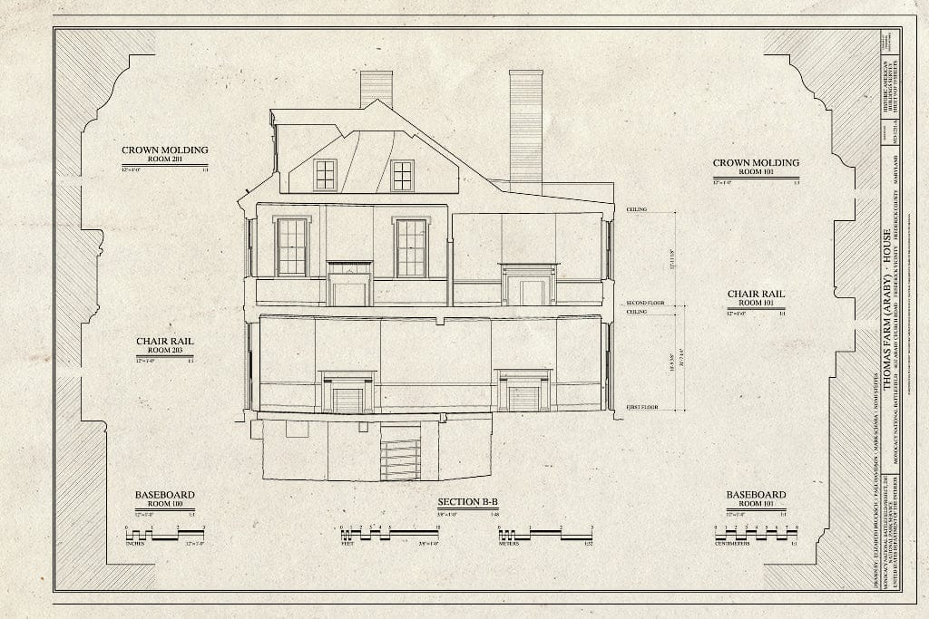 Blueprint Section - Thomas Farm, House, 4632 Araby Church Road, Frederick, Frederick County, MD